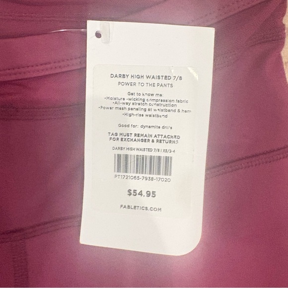 Fabletics NWT $55 Darby High-Waisted 7/8 Leggings Deep Plum XS high waist - Picture 4 of 10
